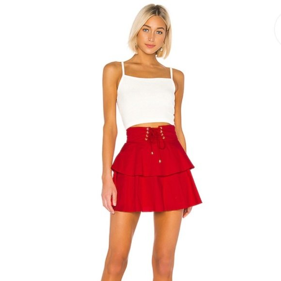 NWT Lovers + Friends Gwen Mini Skirt in Red - Picture 3 of 10